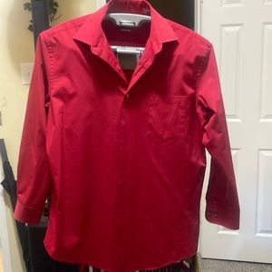 Long sleeve button up red